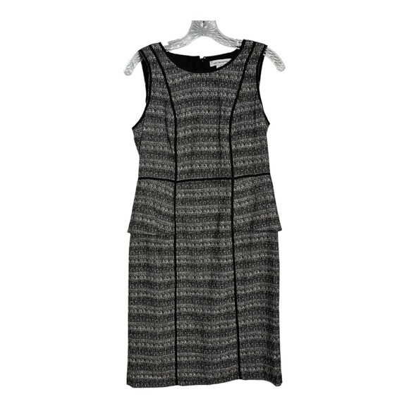 Liz Claiborne Dress Black White Tweed Peplum Sleeveless Career Party Womens - Picture 1 of 7